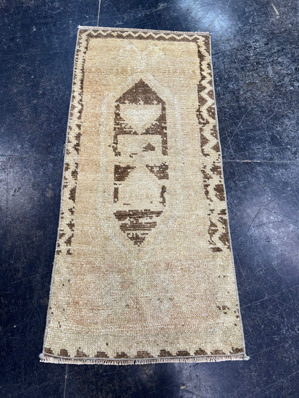Turkish Mini Rug Oriental Hand Knotted Vintage Rug  1'5" x  3'3'' #12017