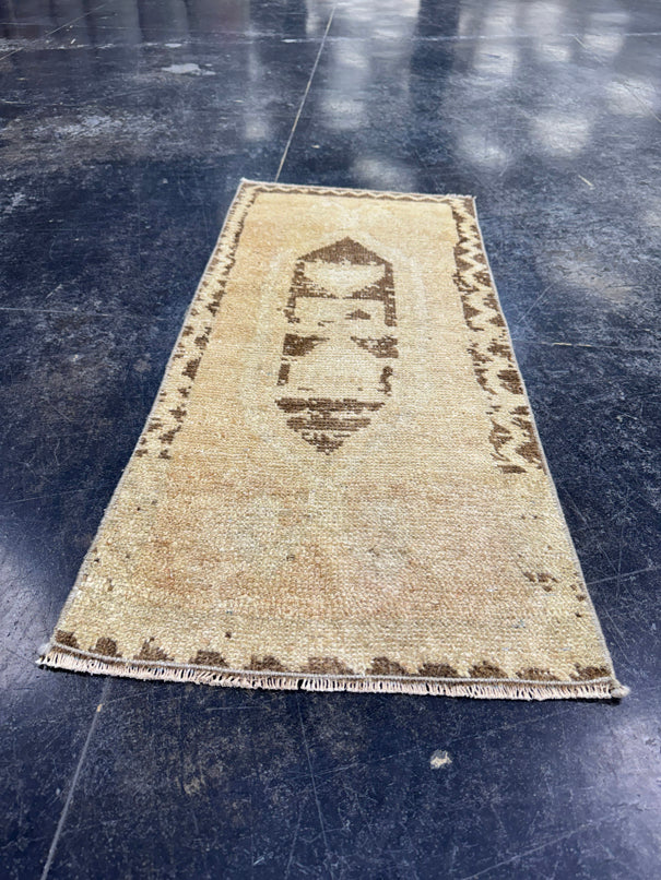 Turkish Mini Rug Oriental Hand Knotted Vintage Rug  1'5" x  3'3'' #12017