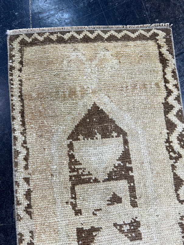 Turkish Mini Rug Oriental Hand Knotted Vintage Rug  1'5" x  3'3'' #12017