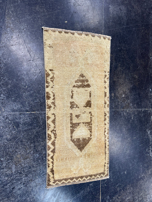 Turkish Mini Rug Oriental Hand Knotted Vintage Rug  1'5" x  3'3'' #12017