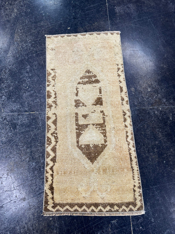 Turkish Mini Rug Oriental Hand Knotted Vintage Rug  1'5" x  3'3'' #12017