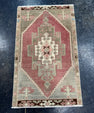 Turkish Mini Rug Oriental Hand Knotted Vintage Rug  1'7" x  2'8'' #12021