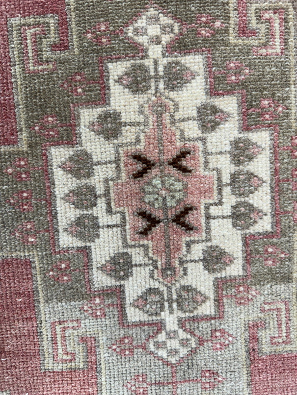 Turkish Mini Rug Oriental Hand Knotted Vintage Rug  1'7" x  2'8'' #12021