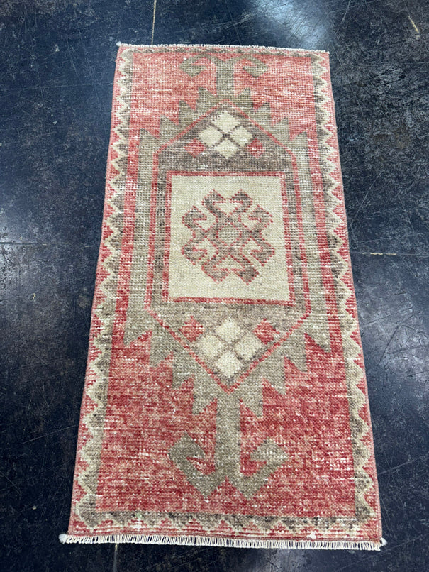 Turkish Mini Rug Oriental Hand Knotted Vintage Rug  1'6" x  3'2'' #12008