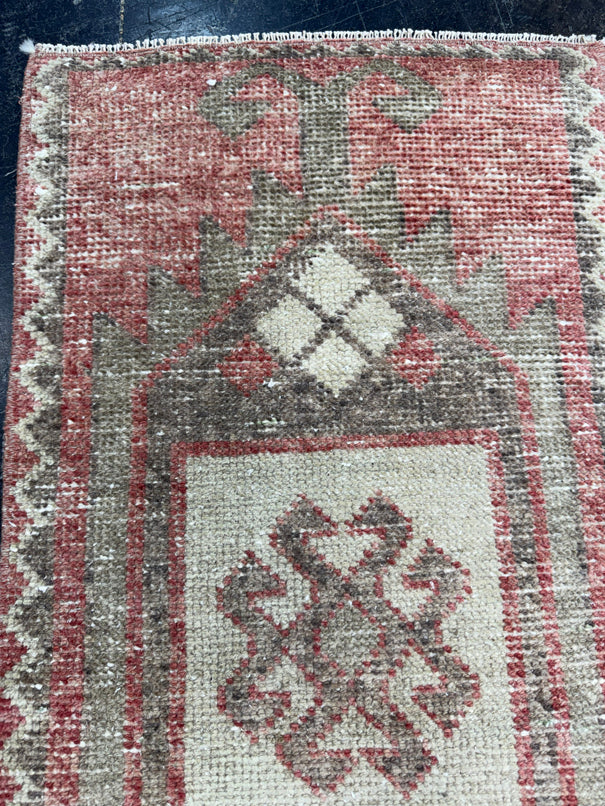 Turkish Mini Rug Oriental Hand Knotted Vintage Rug  1'6" x  3'2'' #12008