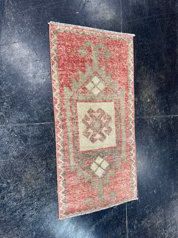 Turkish Mini Rug Oriental Hand Knotted Vintage Rug  1'6" x  3'2'' #12008