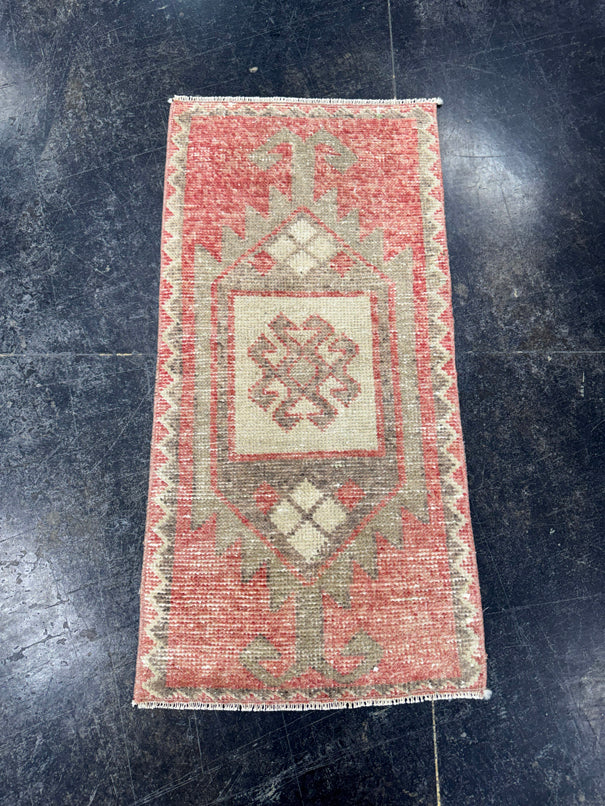 Turkish Mini Rug Oriental Hand Knotted Vintage Rug  1'6" x  3'2'' #12008