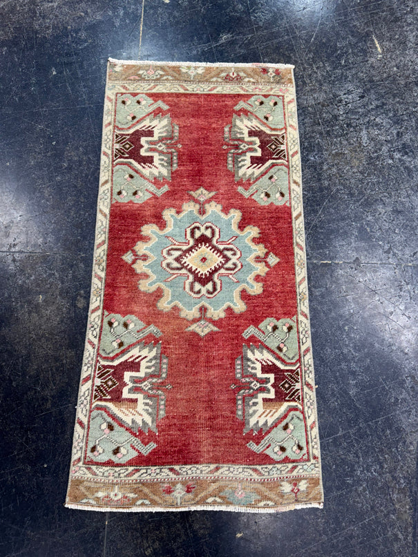 Turkish Mini Rug Oriental Hand Knotted Vintage Rug  1'7" x  3'4'' #12020