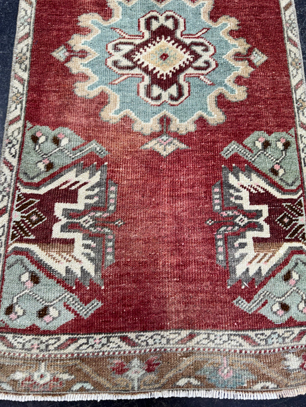 Turkish Mini Rug Oriental Hand Knotted Vintage Rug  1'7" x  3'4'' #12020