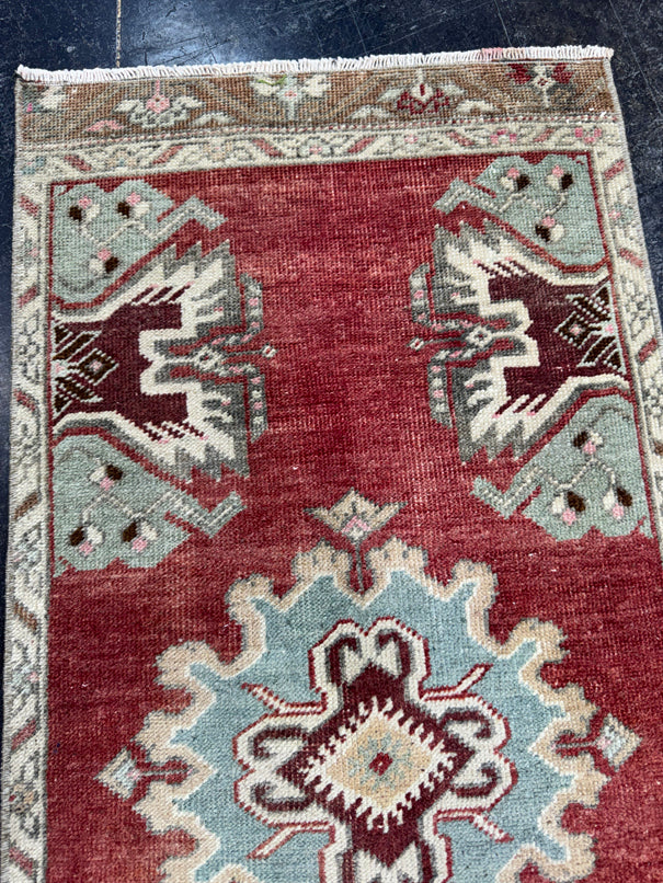 Turkish Mini Rug Oriental Hand Knotted Vintage Rug  1'7" x  3'4'' #12020