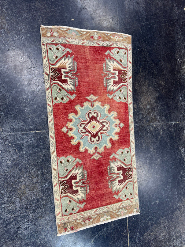 Turkish Mini Rug Oriental Hand Knotted Vintage Rug  1'7" x  3'4'' #12020