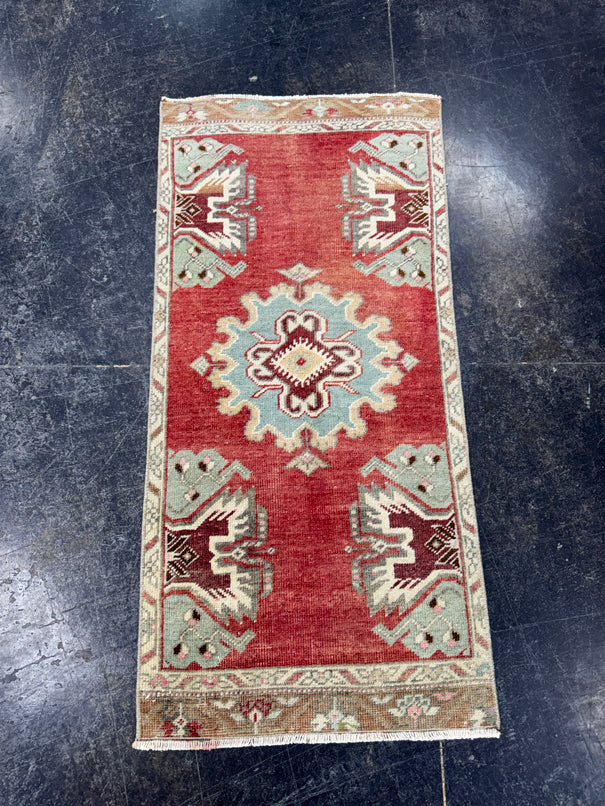 Turkish Mini Rug Oriental Hand Knotted Vintage Rug  1'7" x  3'4'' #12020