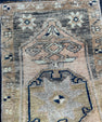 Turkish Mini Rug Oriental Hand Knotted Vintage Rug  1'7" x  2'6'' #12007