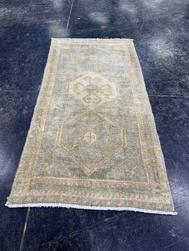 Turkish Mini Rug Oriental Hand Knotted Vintage Rug  1'5" x  2'10'' #12006