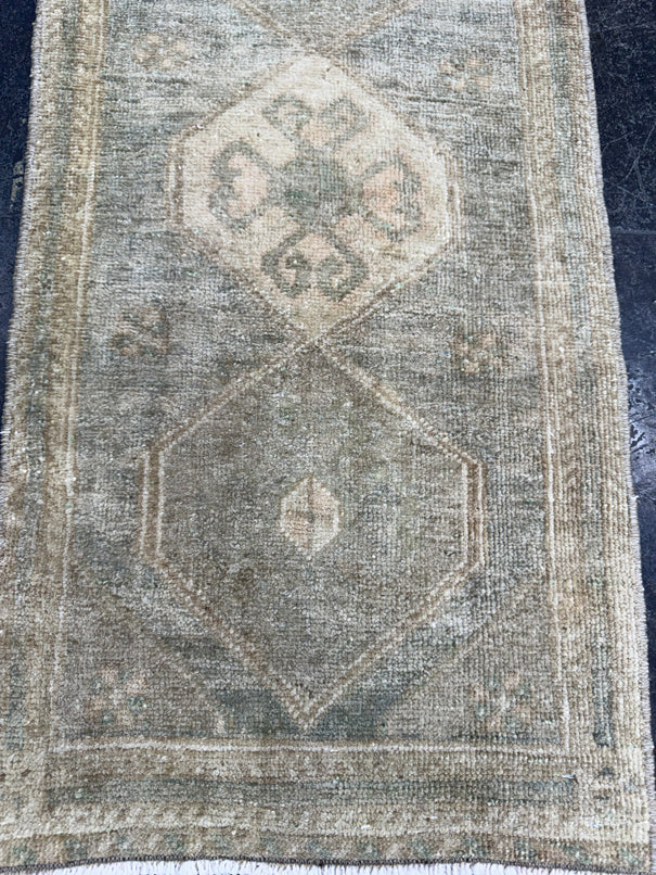 Turkish Mini Rug Oriental Hand Knotted Vintage Rug  1'5" x  2'10'' #12006