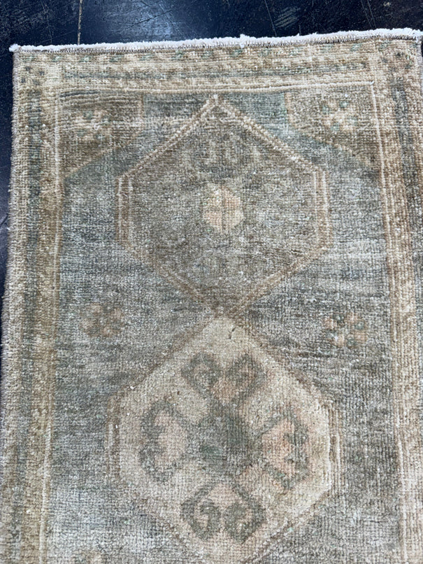 Turkish Mini Rug Oriental Hand Knotted Vintage Rug  1'5" x  2'10'' #12006