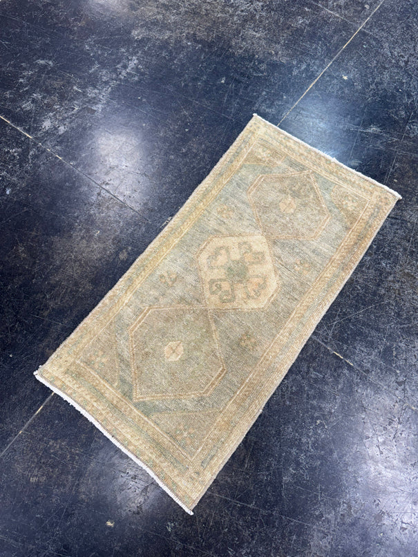 Turkish Mini Rug Oriental Hand Knotted Vintage Rug  1'5" x  2'10'' #12006