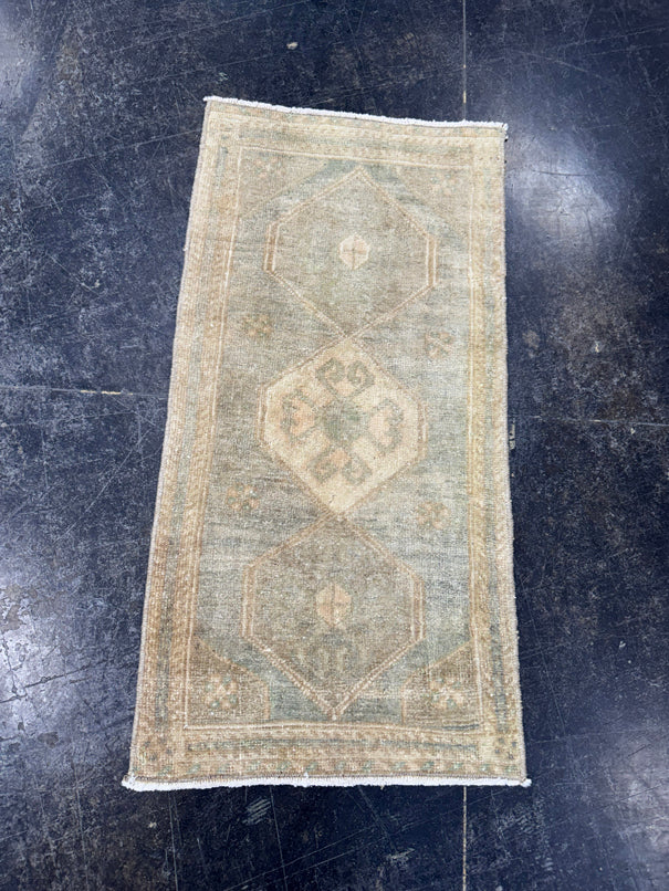 Turkish Mini Rug Oriental Hand Knotted Vintage Rug  1'5" x  2'10'' #12006