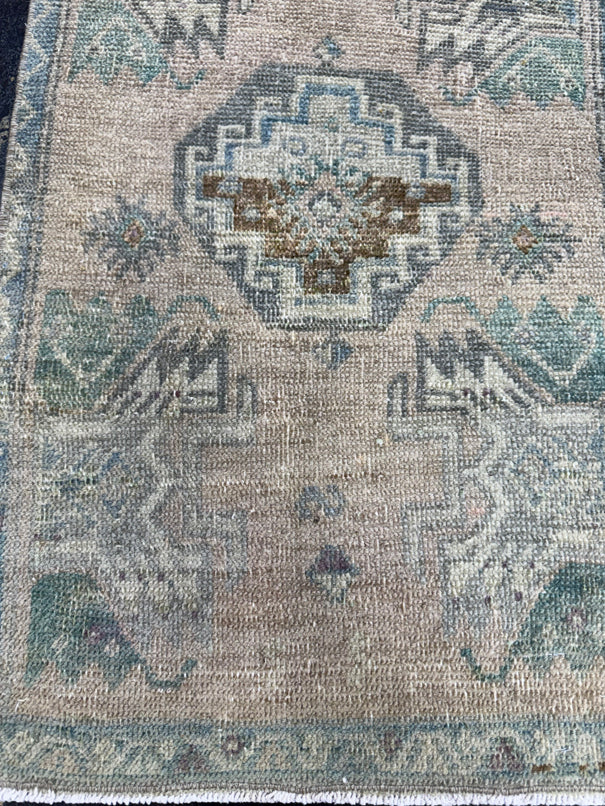 Turkish Mini Rug Oriental Hand Knotted Vintage Rug  1'7" x  2'9'' #12011