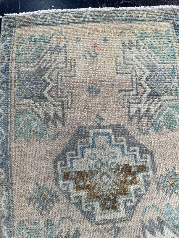 Turkish Mini Rug Oriental Hand Knotted Vintage Rug  1'7" x  2'9'' #12011