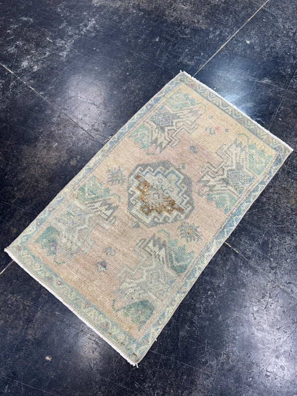 Turkish Mini Rug Oriental Hand Knotted Vintage Rug  1'7" x  2'9'' #12011