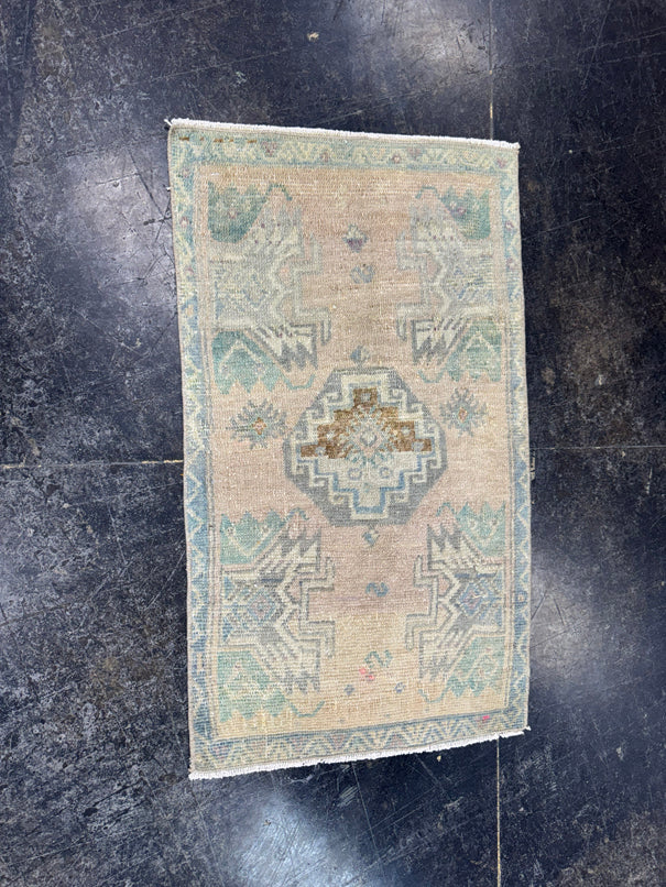 Turkish Mini Rug Oriental Hand Knotted Vintage Rug  1'7" x  2'9'' #12011