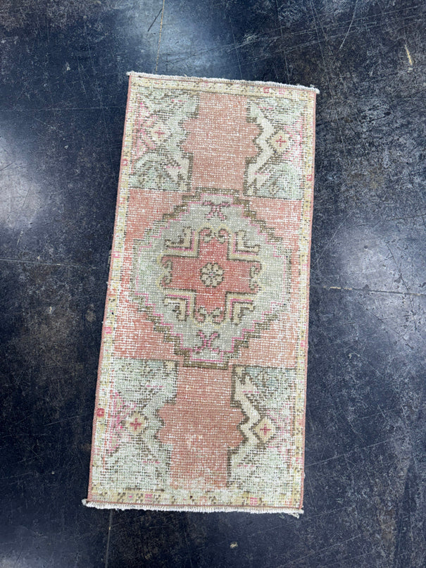 Turkish Mini Rug Oriental Hand Knotted Vintage Rug  1'6" x  3'2'' #12012