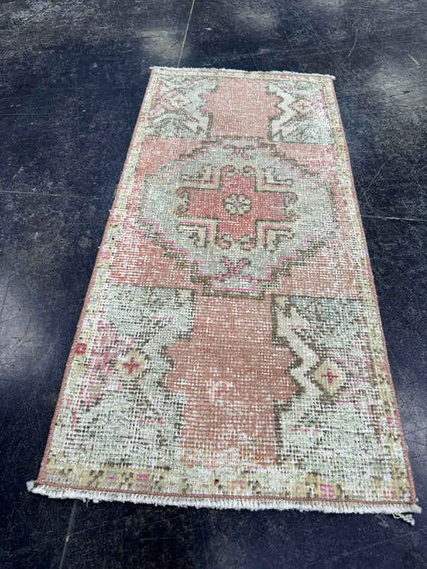 Turkish Mini Rug Oriental Hand Knotted Vintage Rug  1'6" x  3'2'' #12012