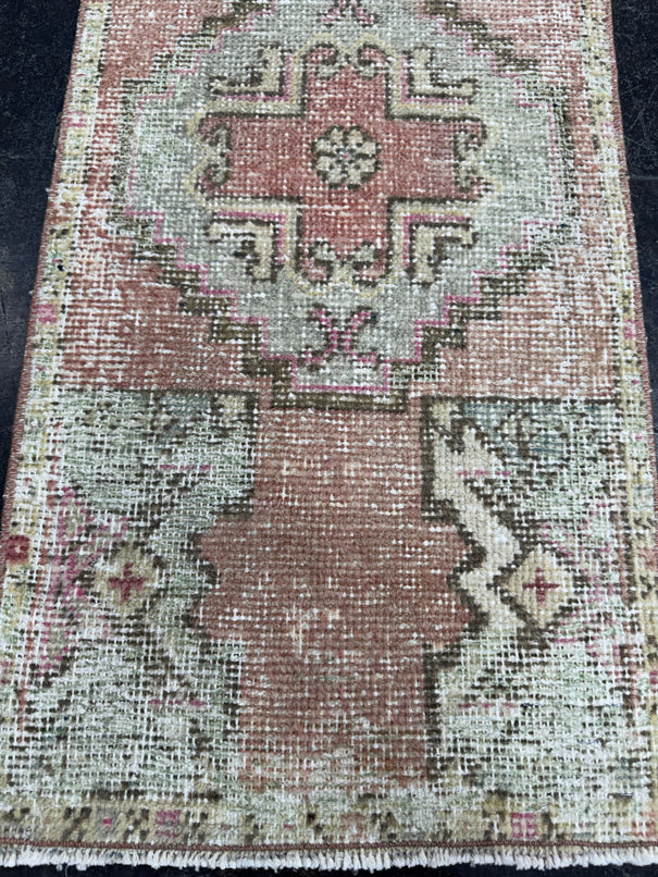 Turkish Mini Rug Oriental Hand Knotted Vintage Rug  1'6" x  3'2'' #12012