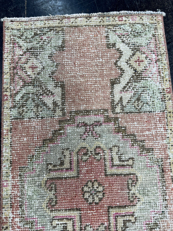 Turkish Mini Rug Oriental Hand Knotted Vintage Rug  1'6" x  3'2'' #12012