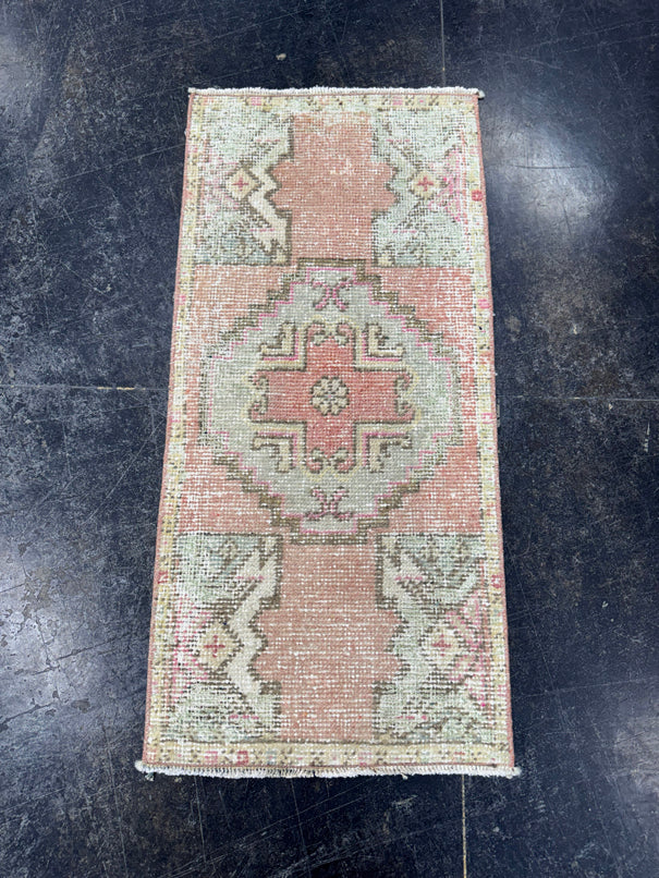 Turkish Mini Rug Oriental Hand Knotted Vintage Rug  1'6" x  3'2'' #12012