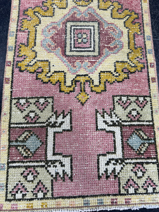 Turkish Mini Rug Oriental Hand Knotted Vintage Rug  1'6" x  3'1'' #12013
