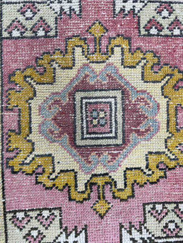 Turkish Mini Rug Oriental Hand Knotted Vintage Rug  1'6" x  3'1'' #12013