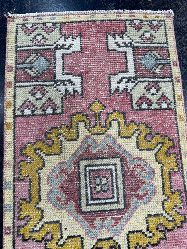 Turkish Mini Rug Oriental Hand Knotted Vintage Rug  1'6" x  3'1'' #12013