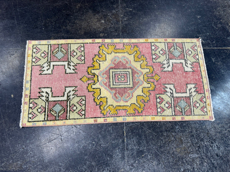 Turkish Mini Rug Oriental Hand Knotted Vintage Rug  1'6" x  3'1'' #12013