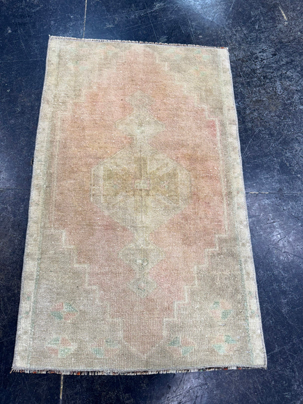 Turkish Mini Rug Oriental Hand Knotted Vintage Rug  1'9" x  2'9'' #12014