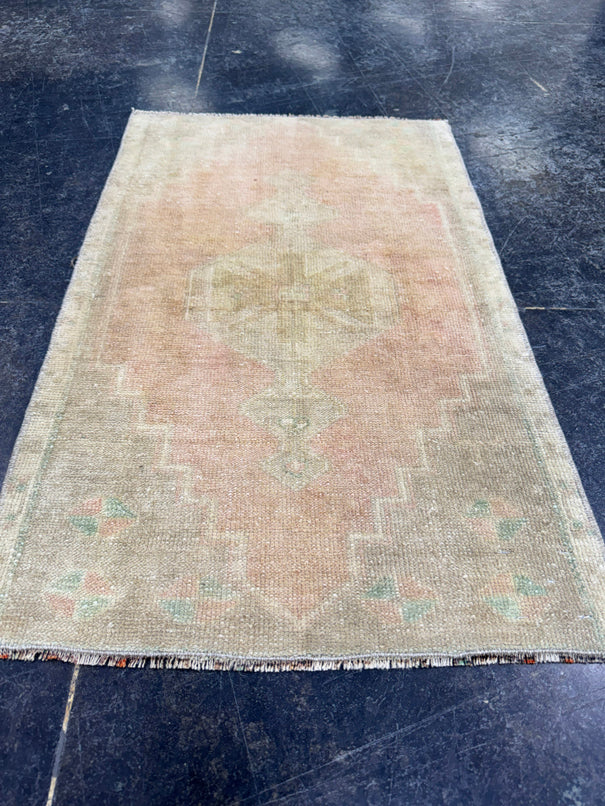 Turkish Mini Rug Oriental Hand Knotted Vintage Rug  1'9" x  2'9'' #12014