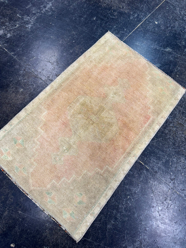 Turkish Mini Rug Oriental Hand Knotted Vintage Rug  1'9" x  2'9'' #12014