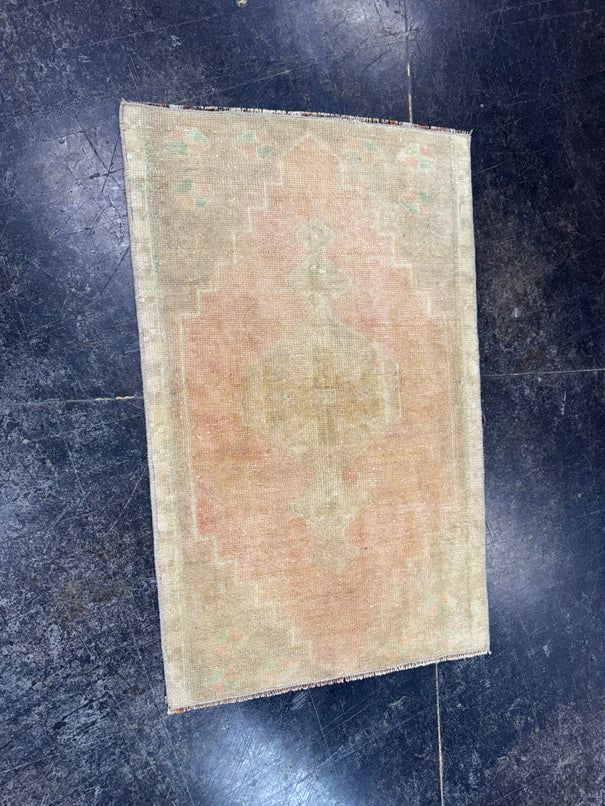 Turkish Mini Rug Oriental Hand Knotted Vintage Rug  1'9" x  2'9'' #12014