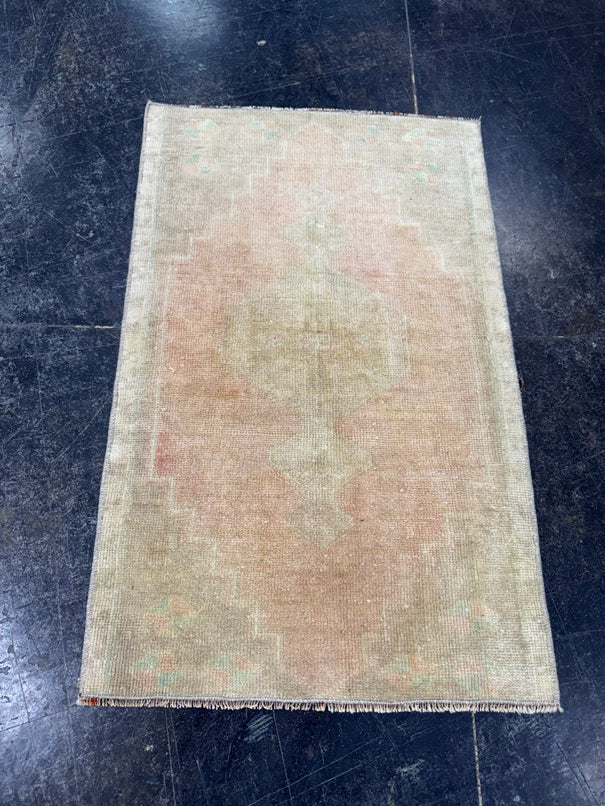 Turkish Mini Rug Oriental Hand Knotted Vintage Rug  1'9" x  2'9'' #12014