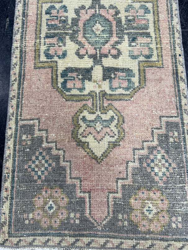 Turkish Mini Rug Oriental Hand Knotted Vintage Rug  1'6" x  3'4'' #12015