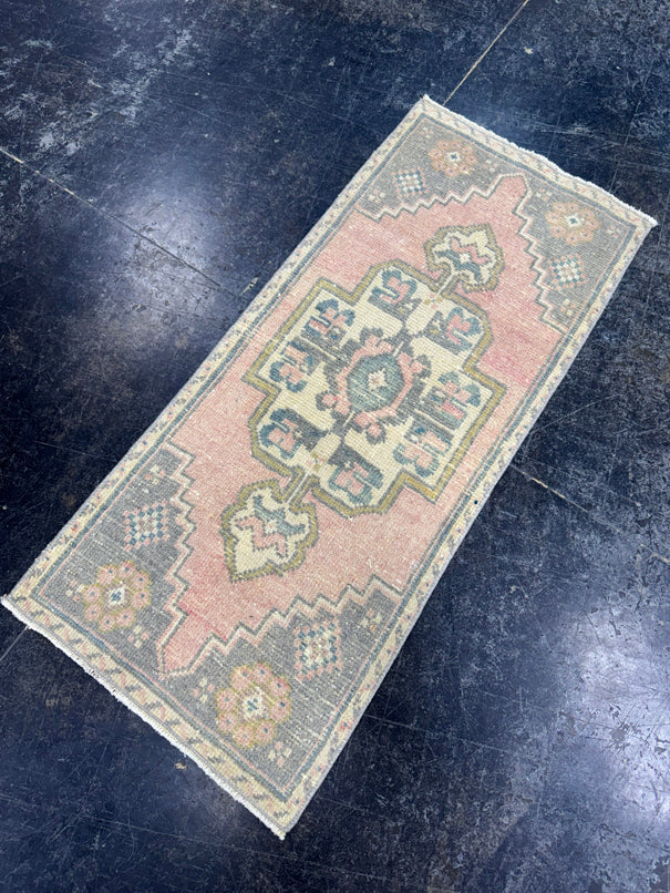 Turkish Mini Rug Oriental Hand Knotted Vintage Rug  1'6" x  3'4'' #12015