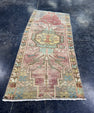 Turkish Mini Rug Oriental Hand Knotted Vintage Rug  1'4" x  3'1'' #12005