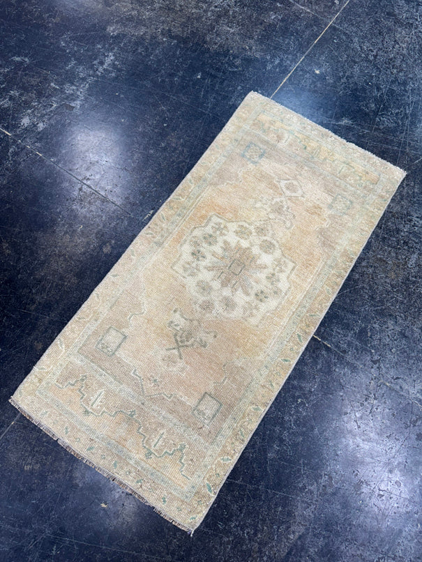 Turkish Mini Rug Oriental Hand Knotted Vintage Rug  1'7" x  3'5'' #12004