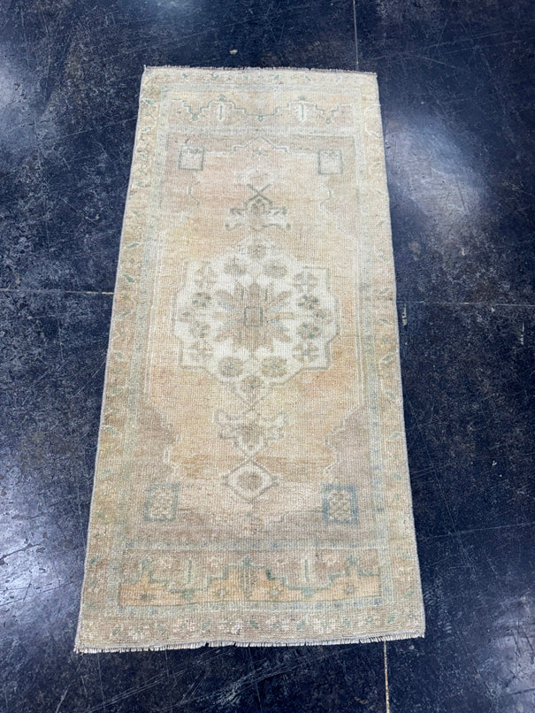 Turkish Mini Rug Oriental Hand Knotted Vintage Rug  1'7" x  3'5'' #12004