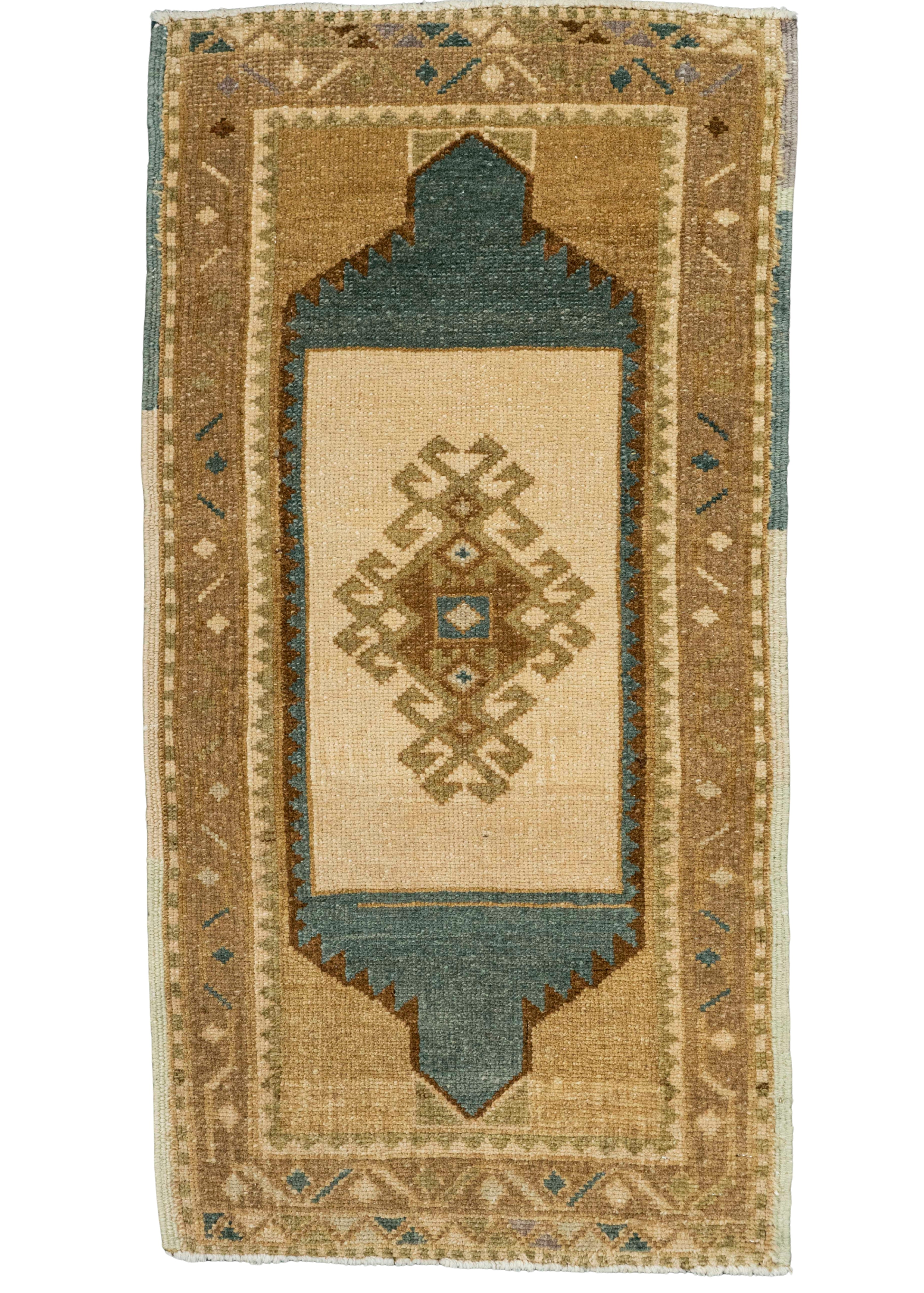 Turkish Mini Rug Oriental Hand Knotted Vintage Rug 1'8