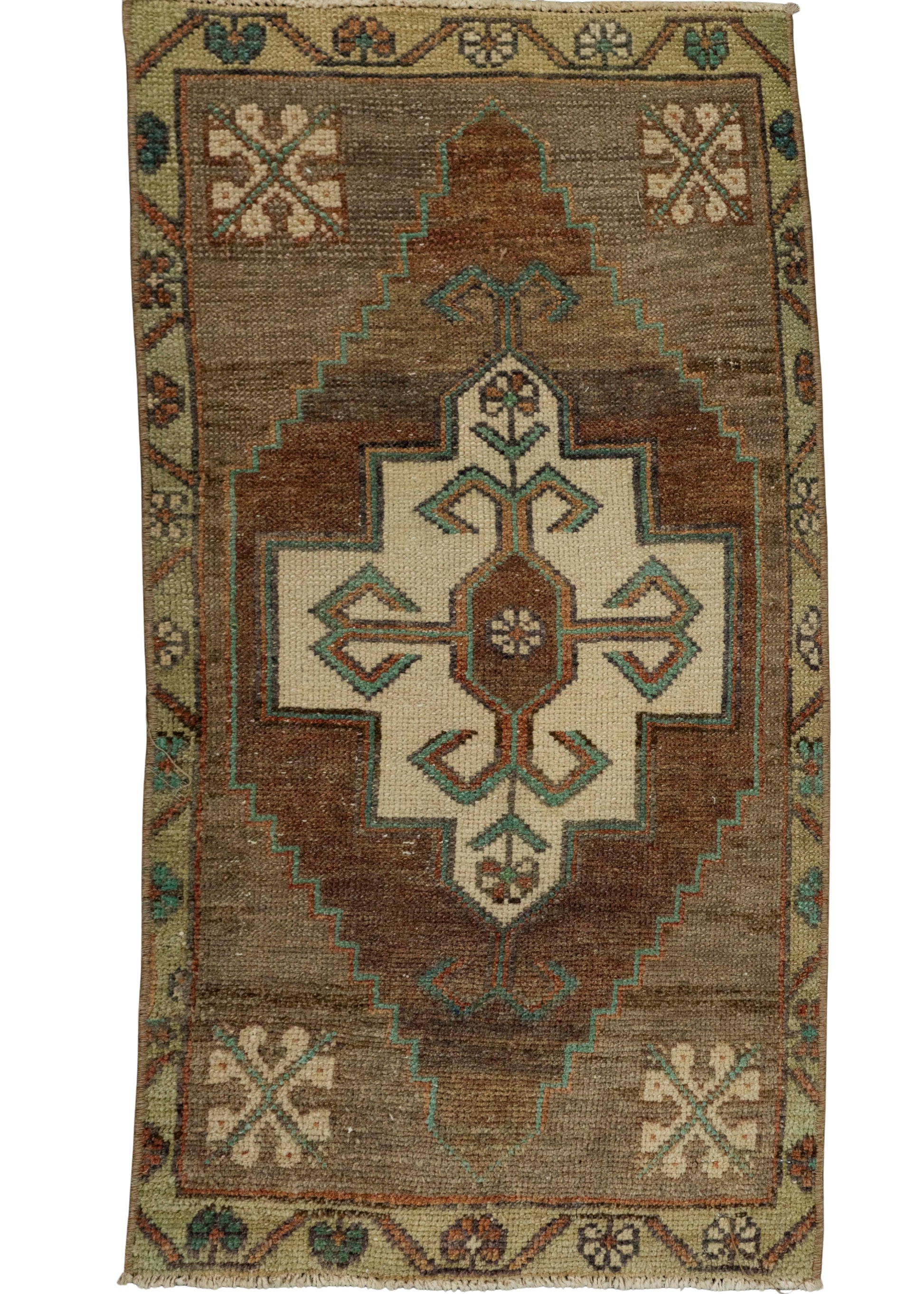 Turkish Mini Rug Oriental Hand Knotted Vintage Rug 1'7" x 2'11" #21274