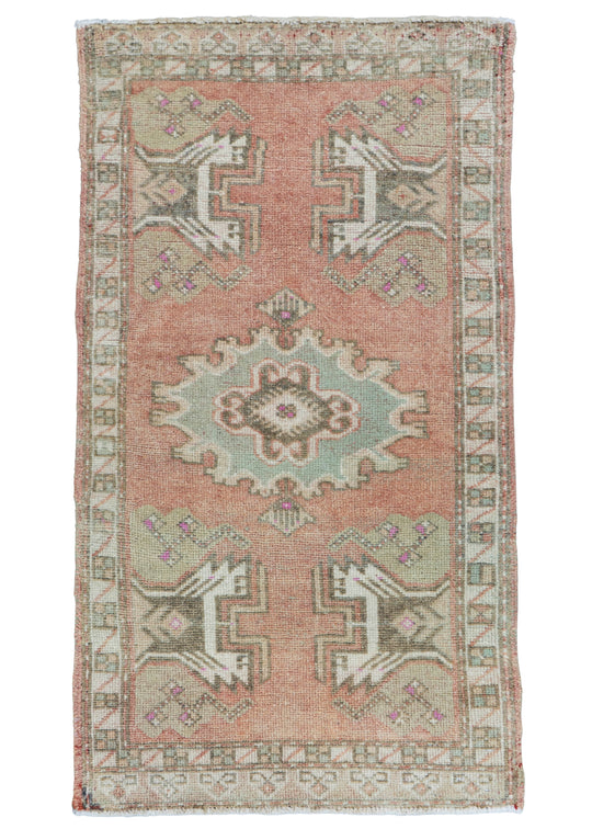 Turkish Mini Rug Oriental Hand Knotted Vintage Rug 1'9" x 3'2" #16895