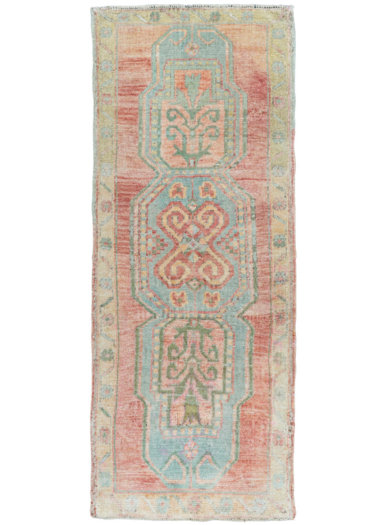 Turkish Mini Rug Oriental Hand Knotted Vintage Rug 1'7" x 4' #16894