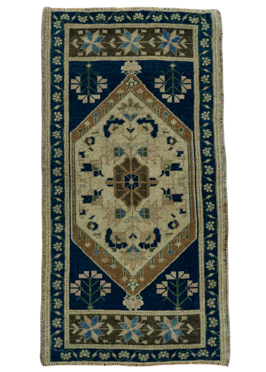 Turkish Mini Rug Oriental Hand Knotted Vintage Rug 1'9" x 3'4" #20731